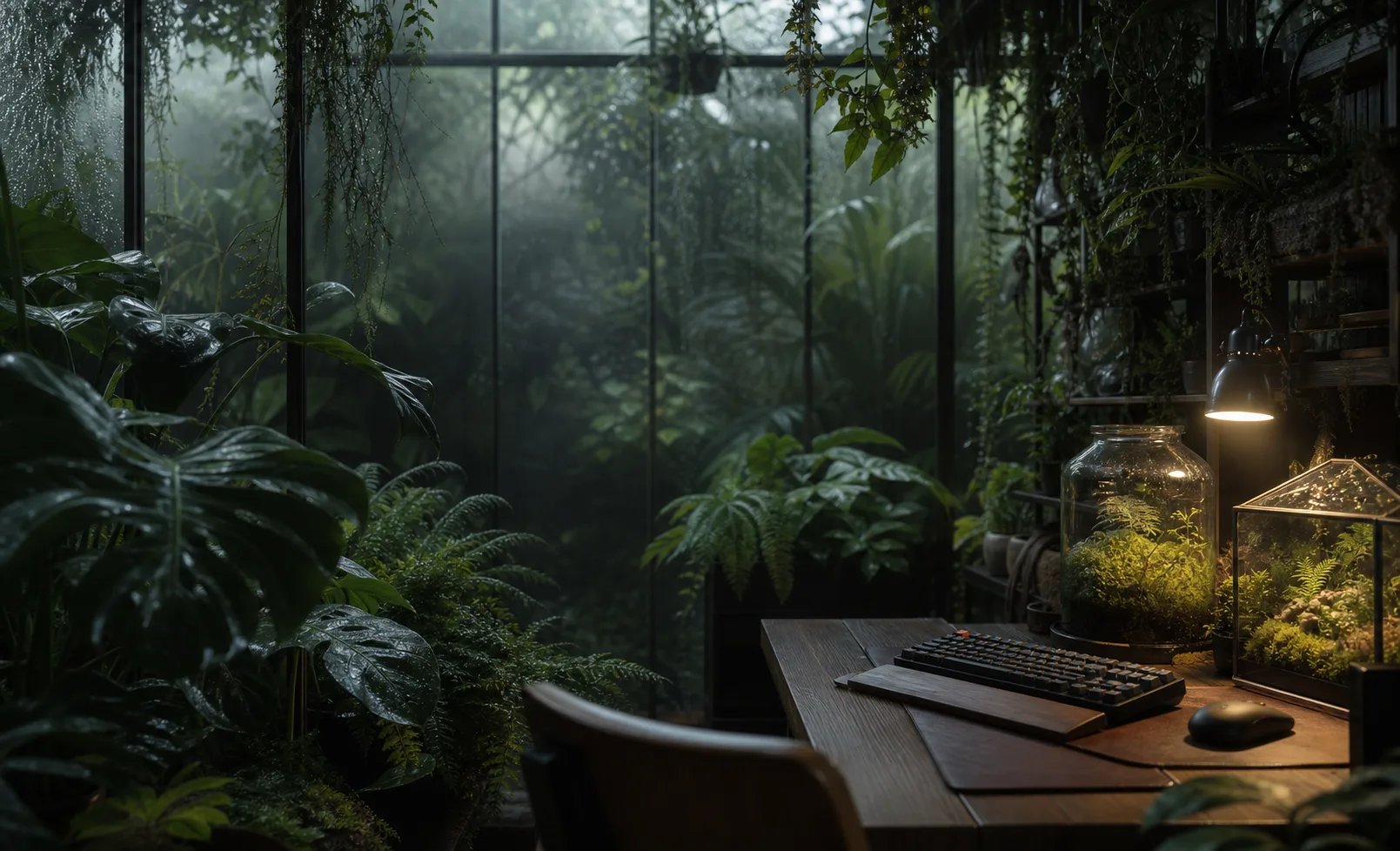 Original botanical greenhouse coding workspace theme