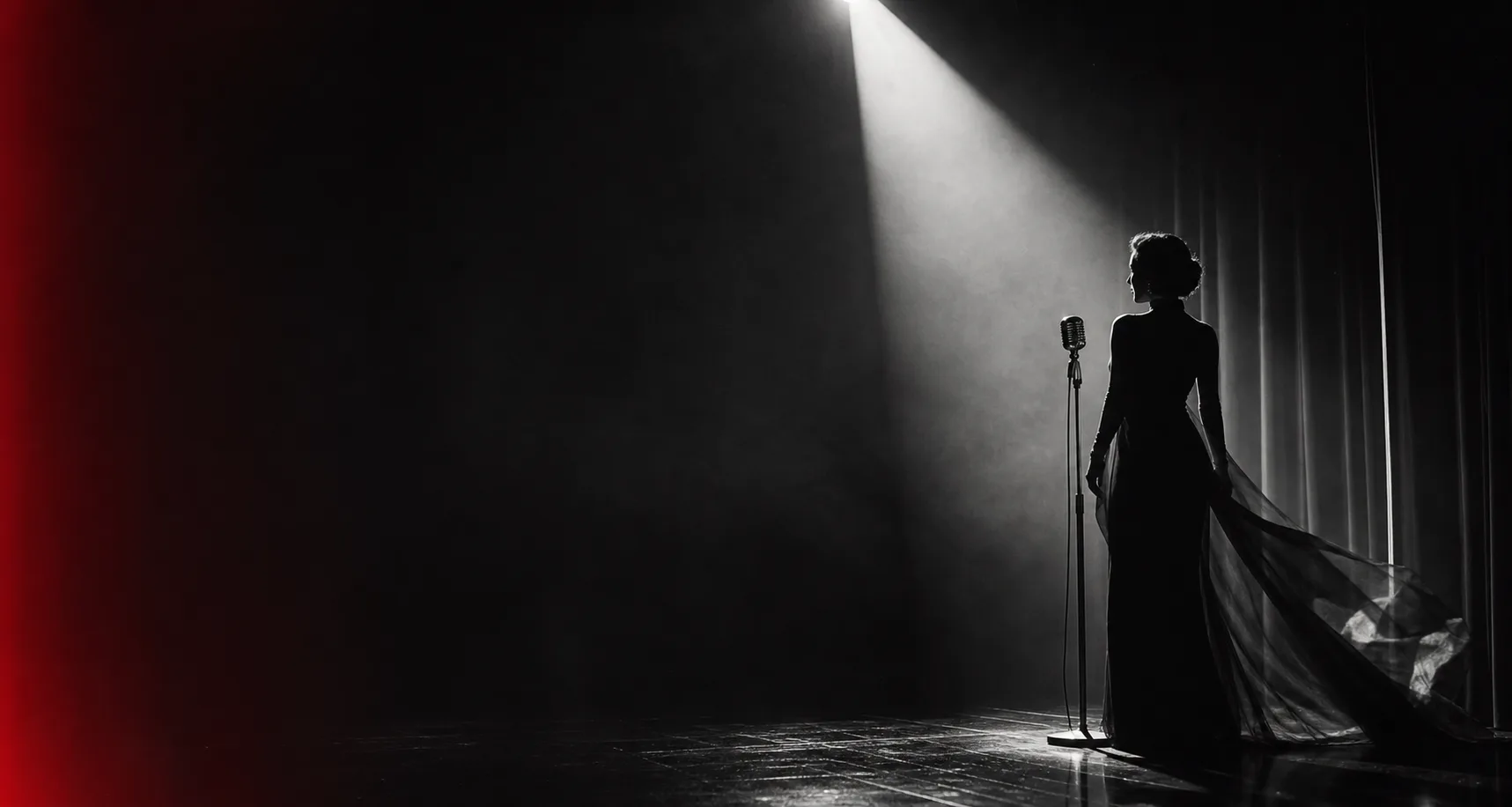 Original black and white fictional stage performer theme